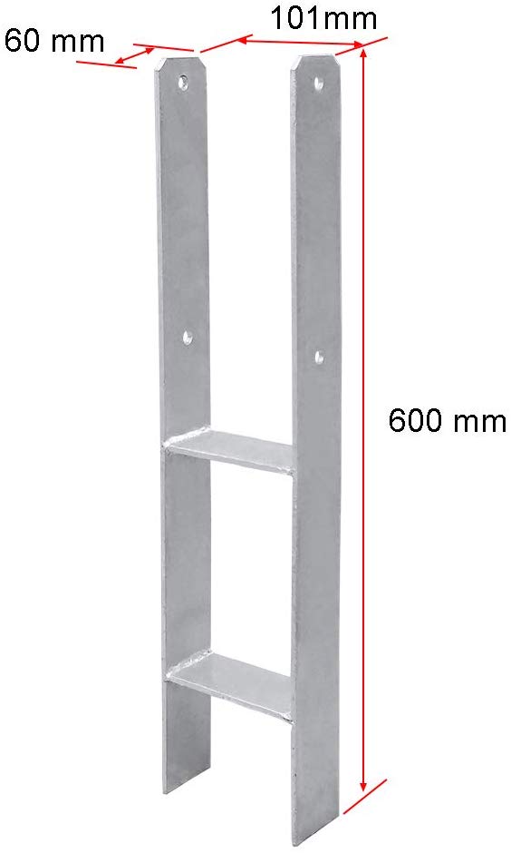 H-Anker 101MM Pfostenanker Pfostenschuhe Feuerverzinkt (Ohne Schrauben)