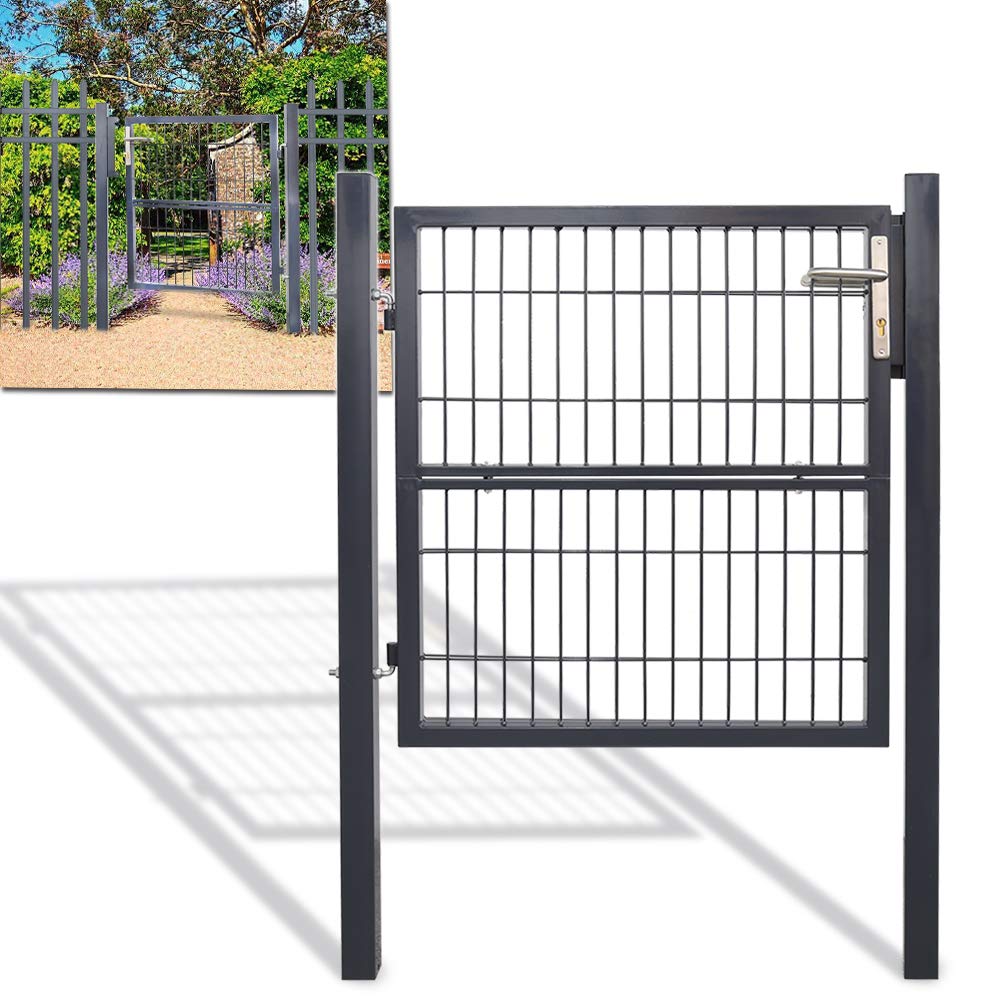Gartentür Gartentor Hoftor Zauntür Tor Inkl. Schloss Anthrazit 100 x 100 cm Gartenpforte Gitterzaun