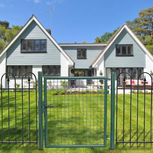 100 x 100cm Grün Gartentür, Gartentor, Hoftor, Zaun Inkl. Schloss Tür, Tor Zauntor, Zauntür, Gartenzaun