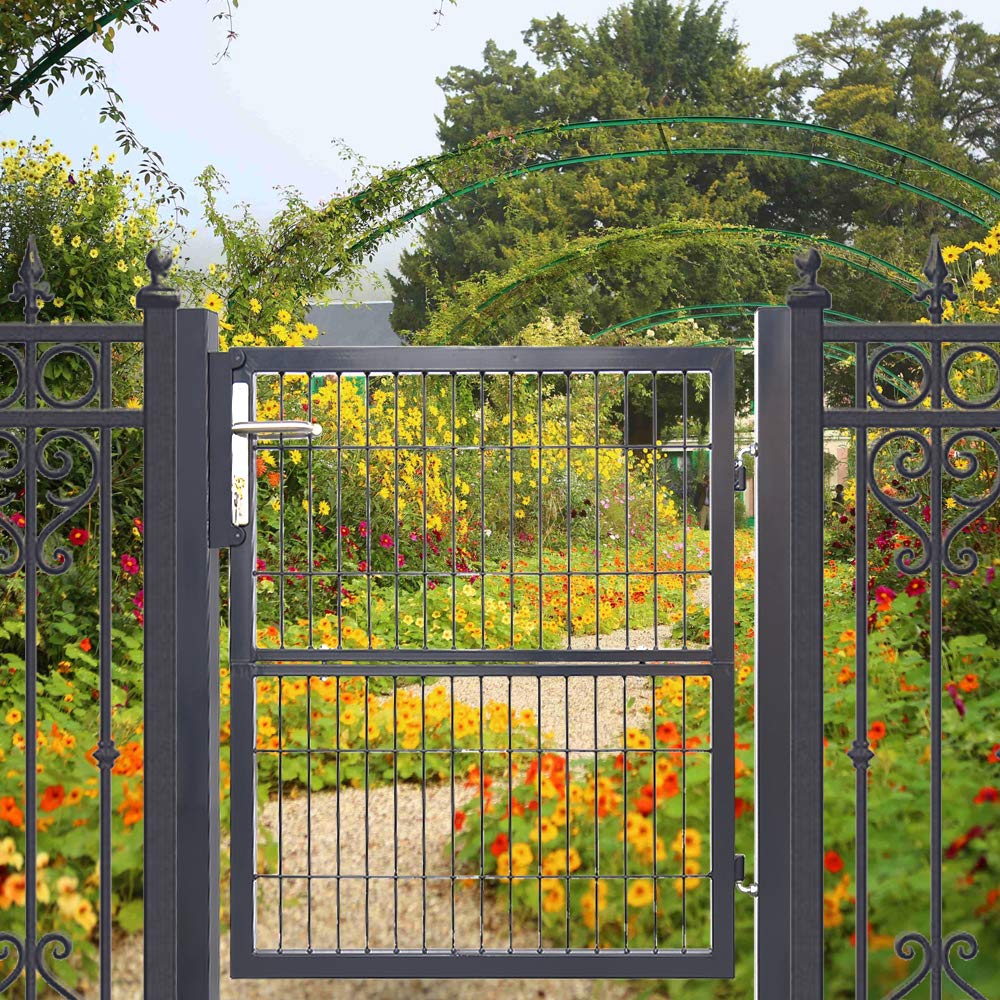 Gartentür Anthrazit 120x100 Gartenzaun Tür inkl. hochwertigem Griff Schloss und Schlüsseln