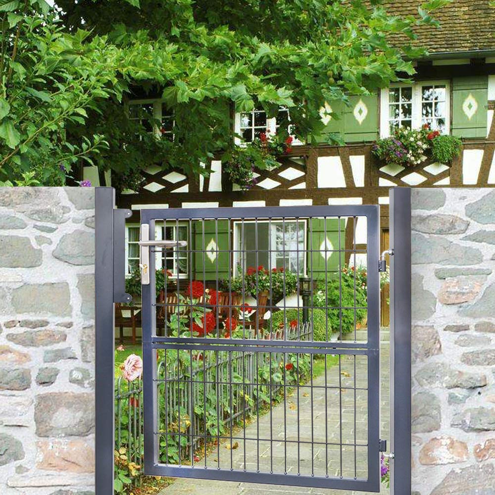 Gartentür Gartentor Hoftor Zauntür Tor Inkl. Schloss Anthrazit 100 x 100 cm Gartenpforte Gitterzaun