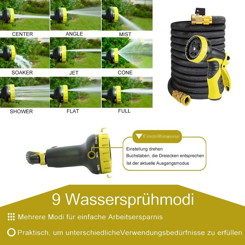 75ft-22,5m / 100ft-30m Gartenschlauch Schwarz