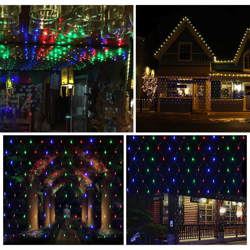 2 * 2M LED Lichternetz Lichterkette mit 204 LEDs Weihnachten mit Steuerbox Netz-ineinander greifen Bunt Warmweiß