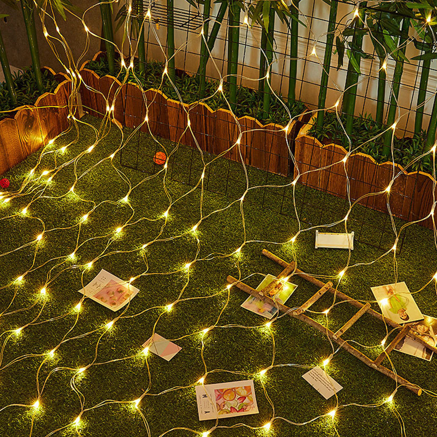 3 * 2M LED Lichternetz Lichterkette mit 204 LEDs Weihnachten mit Steuerbox Netz-ineinander greifen