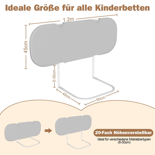 Bettgitter Rausfallschutz Klappbar, 120/150/180cm, Höhenverstellbar, Bettschutzgitter, Tragbar Kinderbettgitter