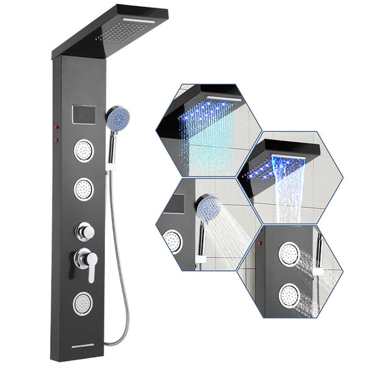 Duschpaneel Wandduschpaneel 5 Funktionen Edelstahl Schwarz