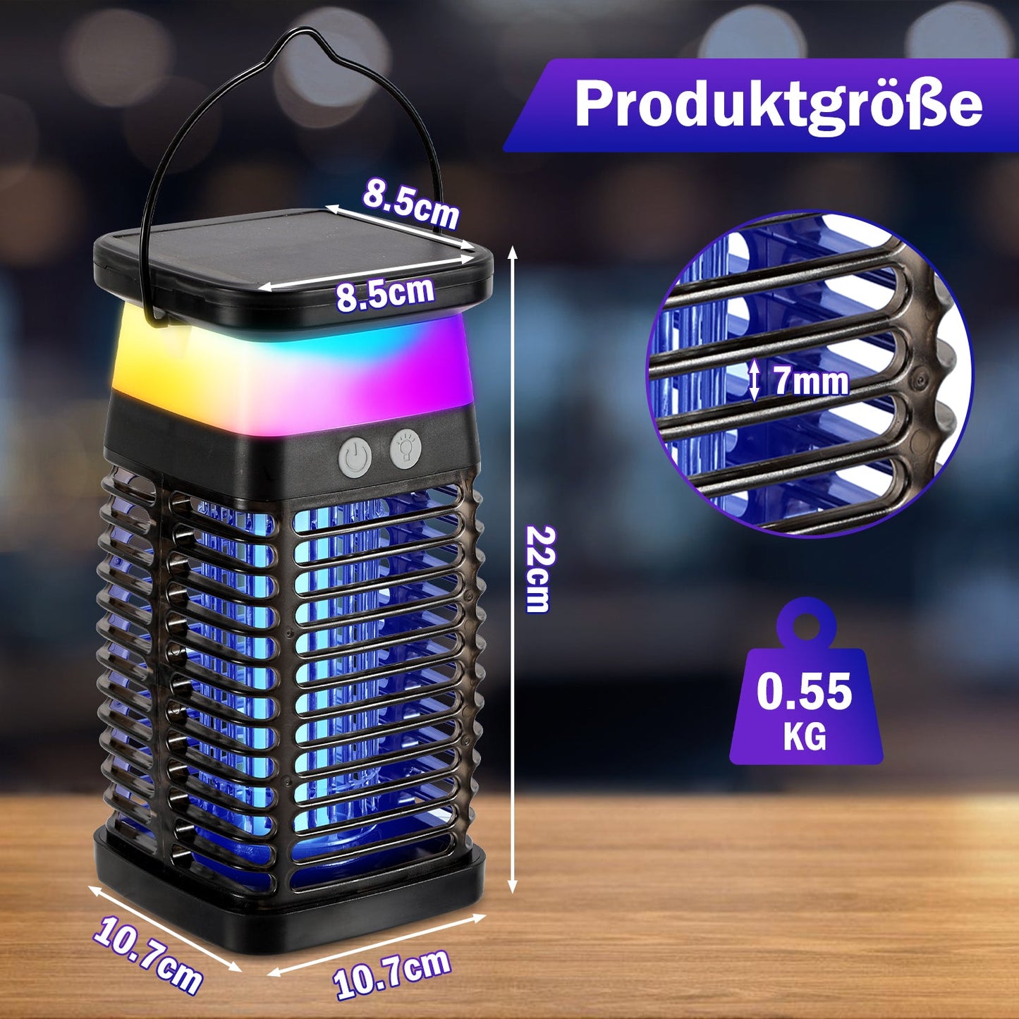 Solar Mückenabwehr-Lampe UV-Licht Mückenlampe RGB