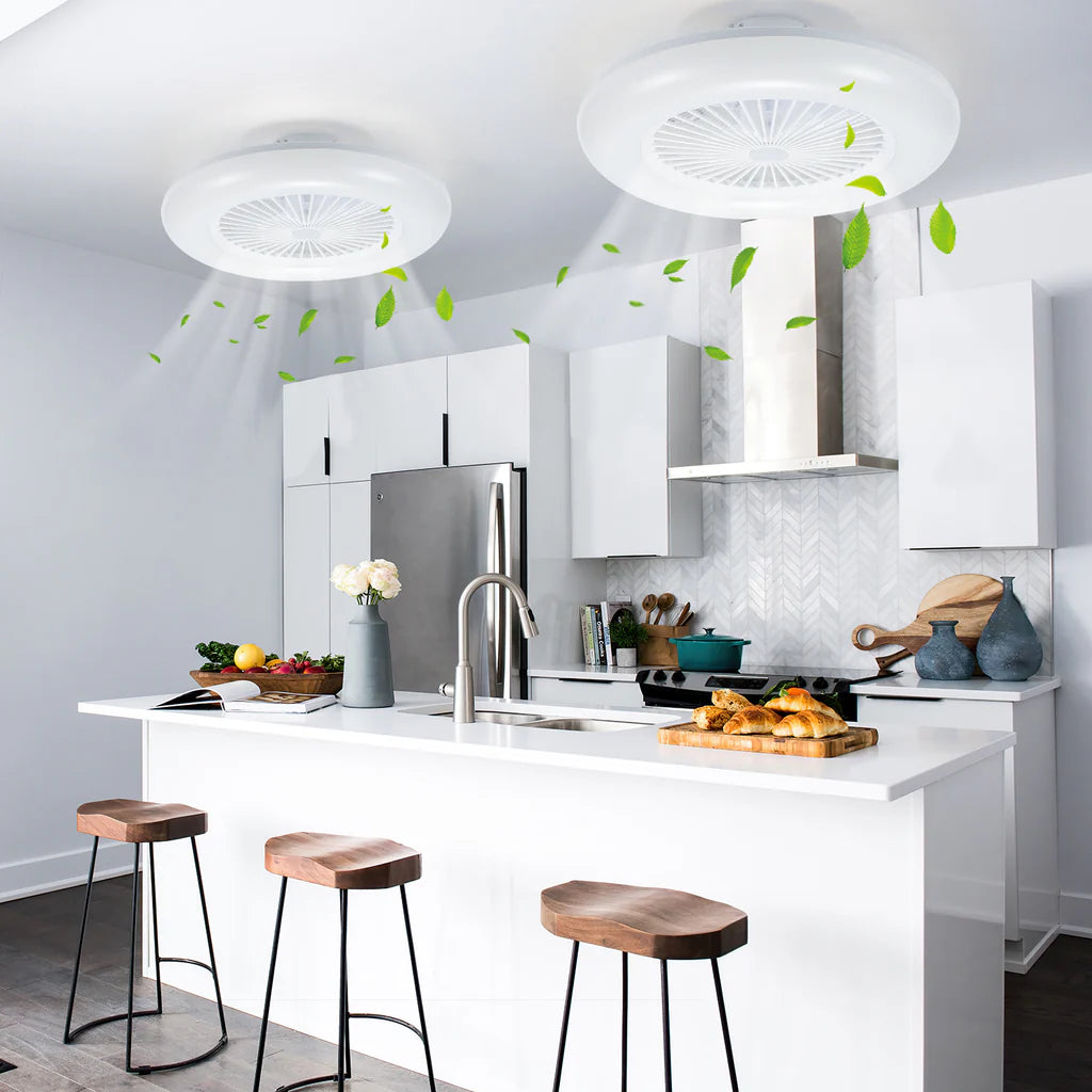 80W Deckenventilator mit Beleuchtung und Fernbedienung WLAN Ø55 cm, 6 Geschwindigkeiten, Dimmbar, Timer, Sommer-Winterbetrieb für Schlafzimmer Wohnzimmer [Energieklasse E]