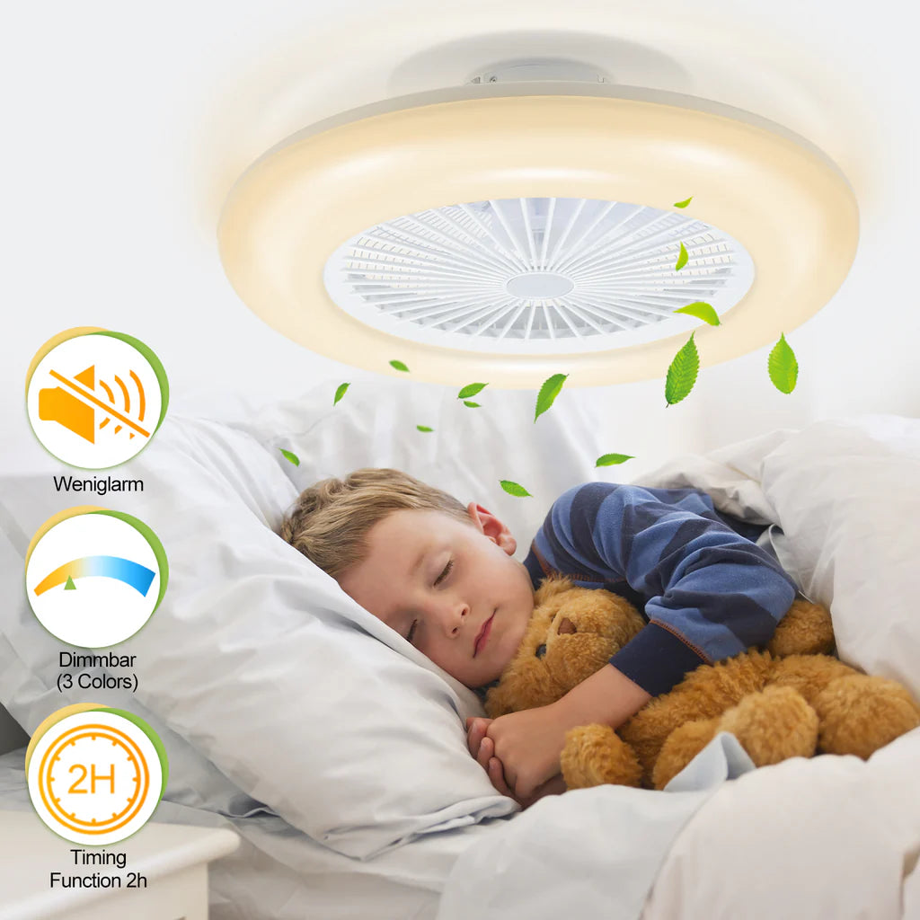 80W Deckenventilator mit Beleuchtung und Fernbedienung WLAN Ø55 cm, 6 Geschwindigkeiten, Dimmbar, Timer, Sommer-Winterbetrieb für Schlafzimmer Wohnzimmer [Energieklasse E]