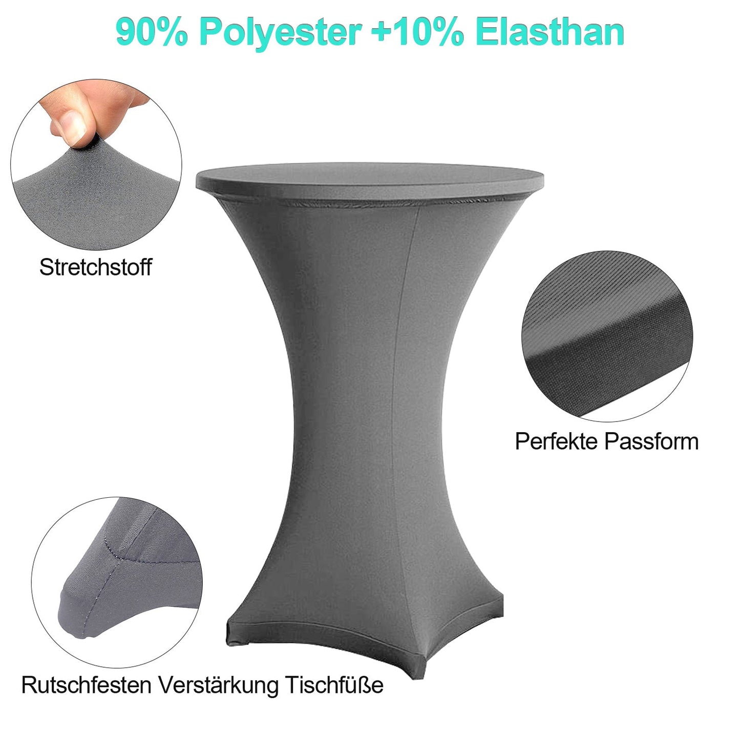 Stehtischhusse Stretch Tischdecke Grau