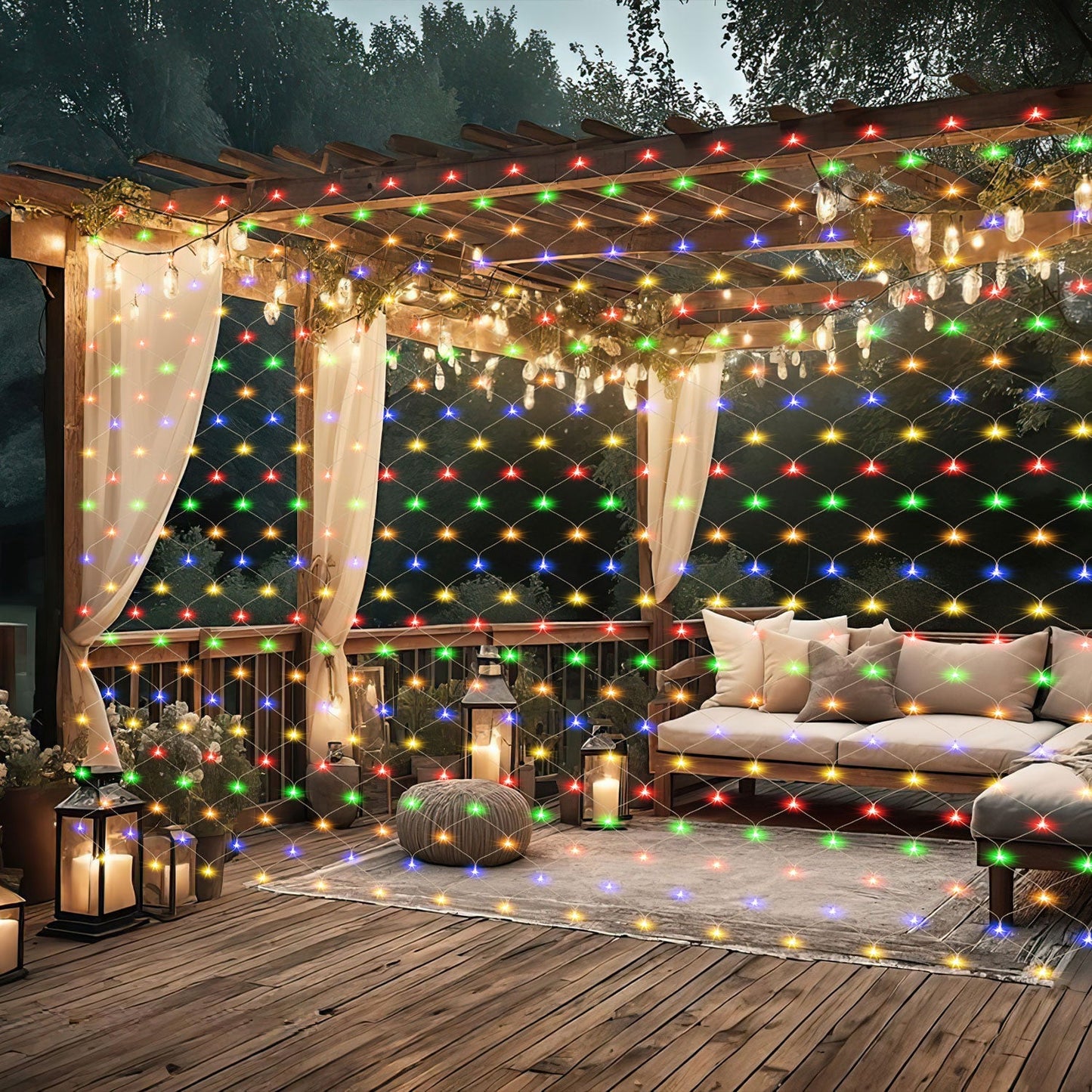 LED Lichternetz Solar mit Fernbedienung