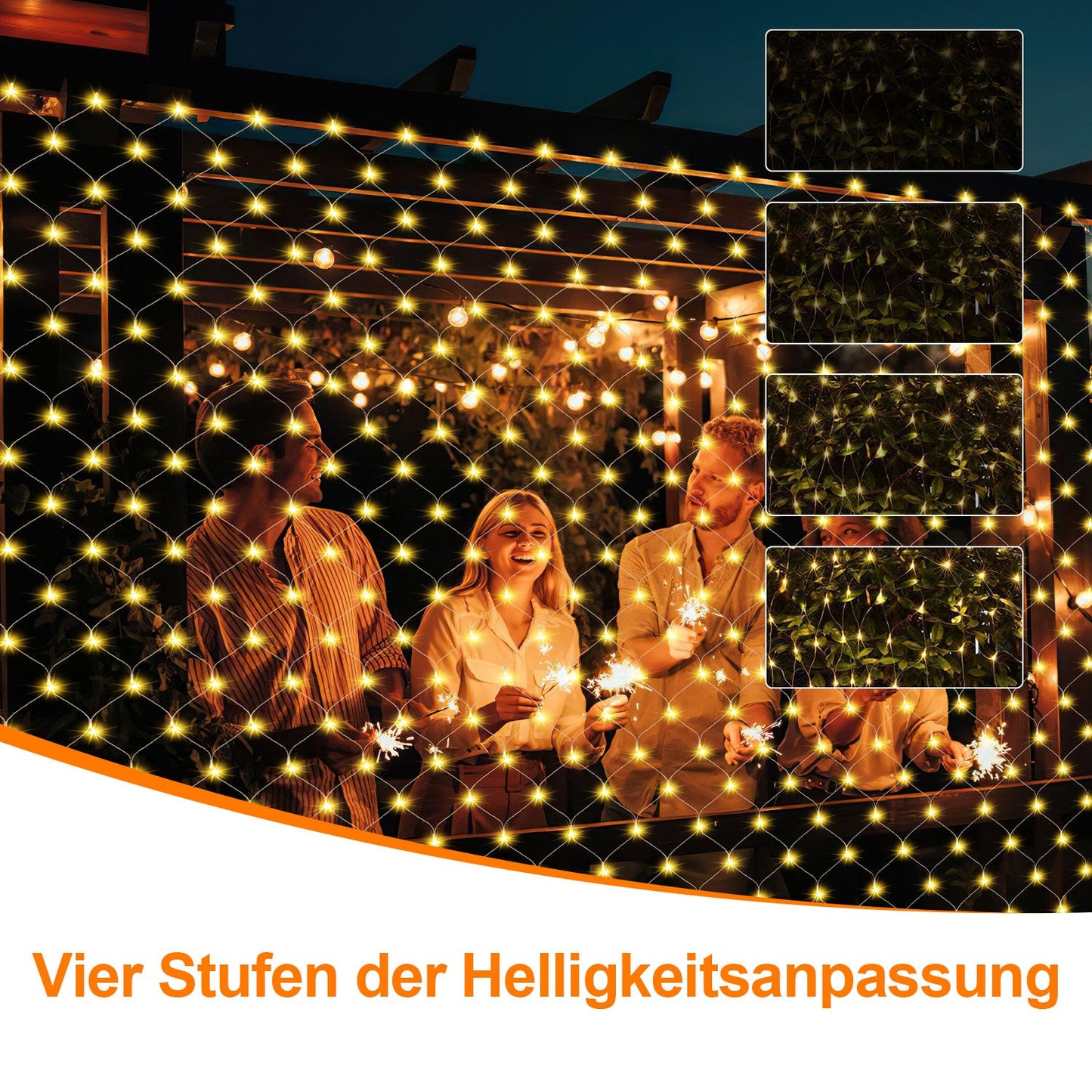 LED Lichternetz Solar mit Fernbedienung