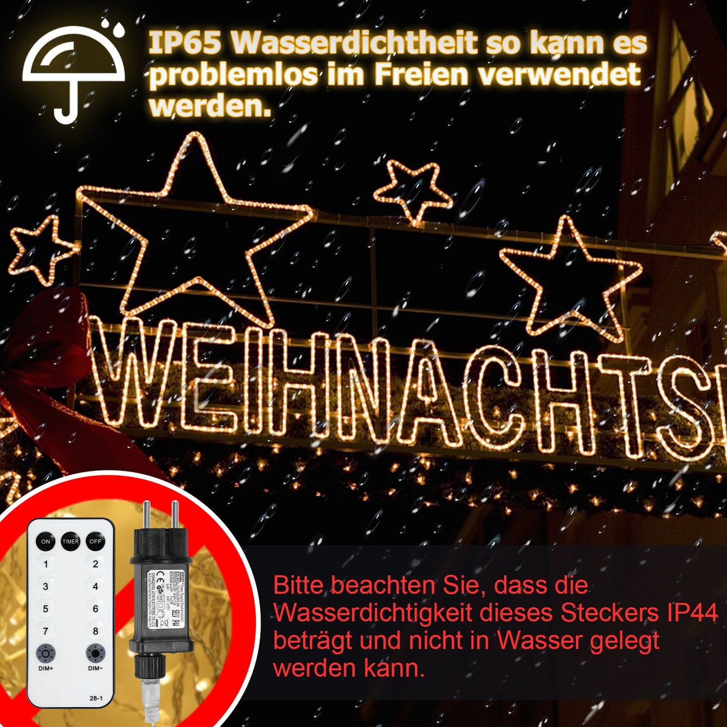 LED Lichterschlauch Aussen mit Fernbedienung und Timer