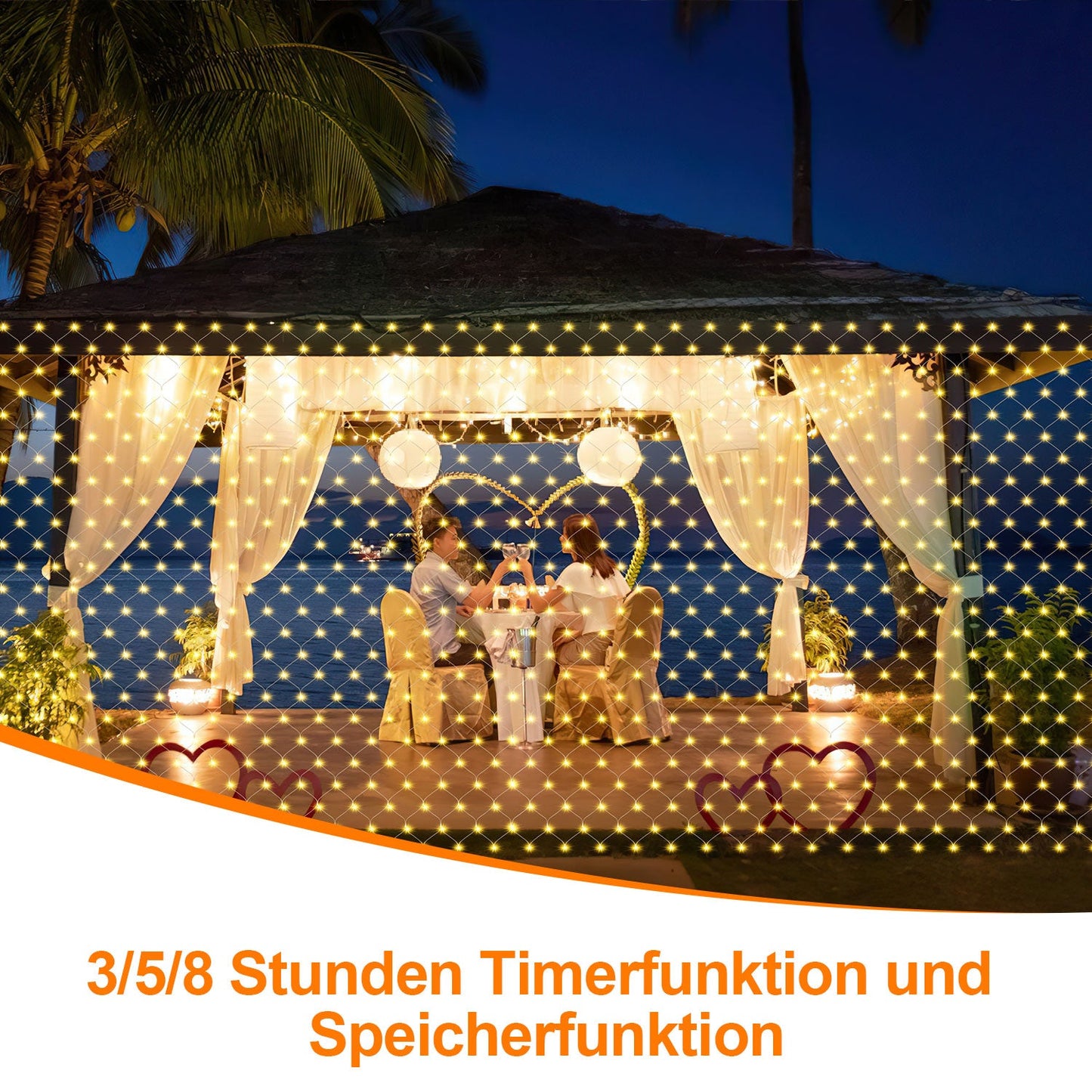 LED Lichternetz Solar mit Fernbedienung