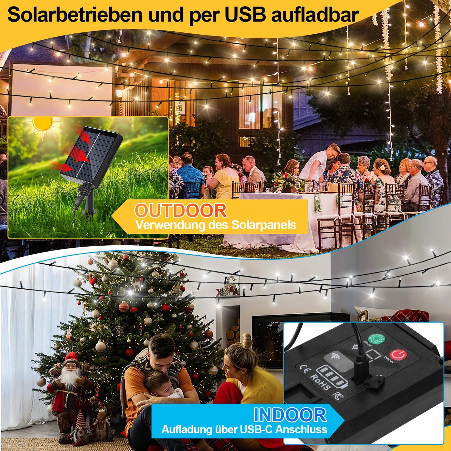 Solar Lichterkette mit Fernbedienung 30m-100m