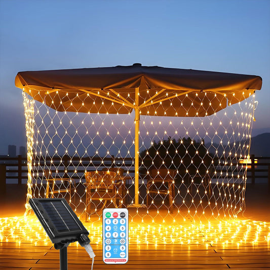 LED Lichternetz Solar mit Fernbedienung