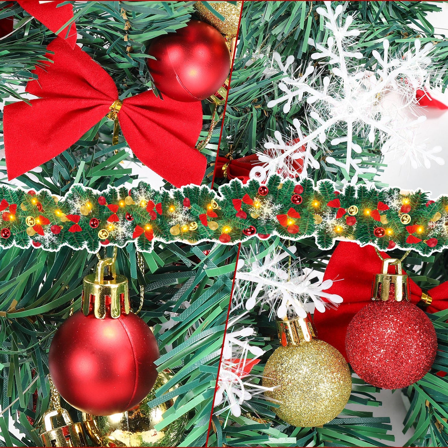 Weihnachtsgirlande 100 LEDs mit Deko und Fernbedienung 5m