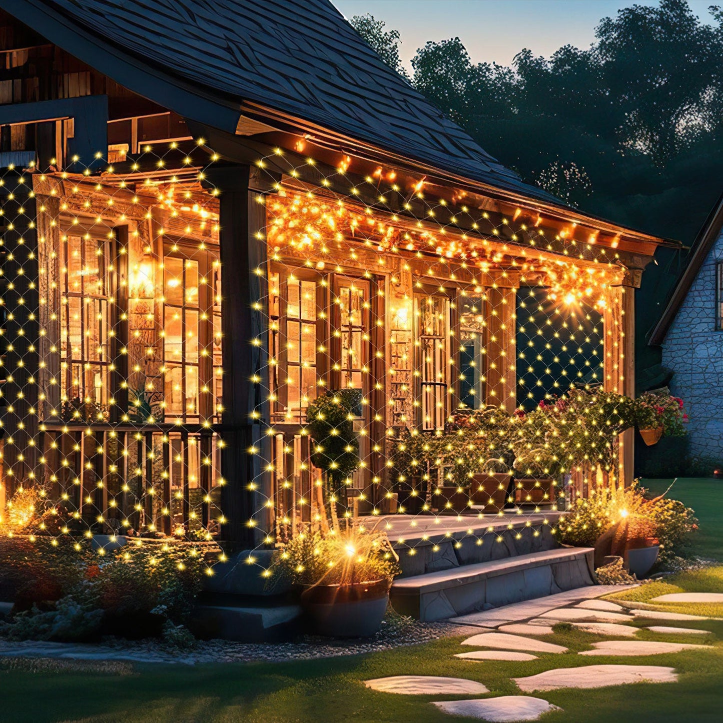 LED Lichternetz Solar mit Fernbedienung