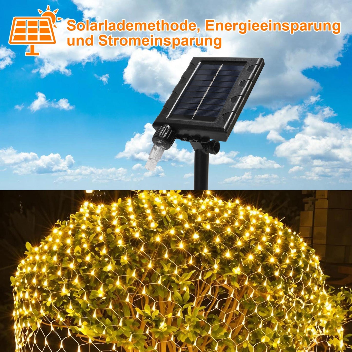 LED Lichternetz Solar mit Fernbedienung