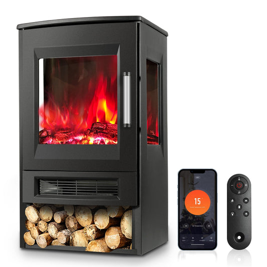 Elektrokamin mit LED Flammenm WiFi Fernbedienung 900W/1800W