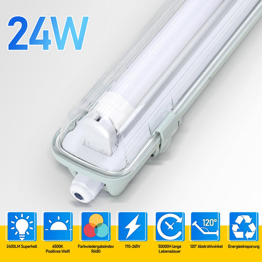 LED Feuchtraumleuchte 24W Kaltweiß 150cm T8