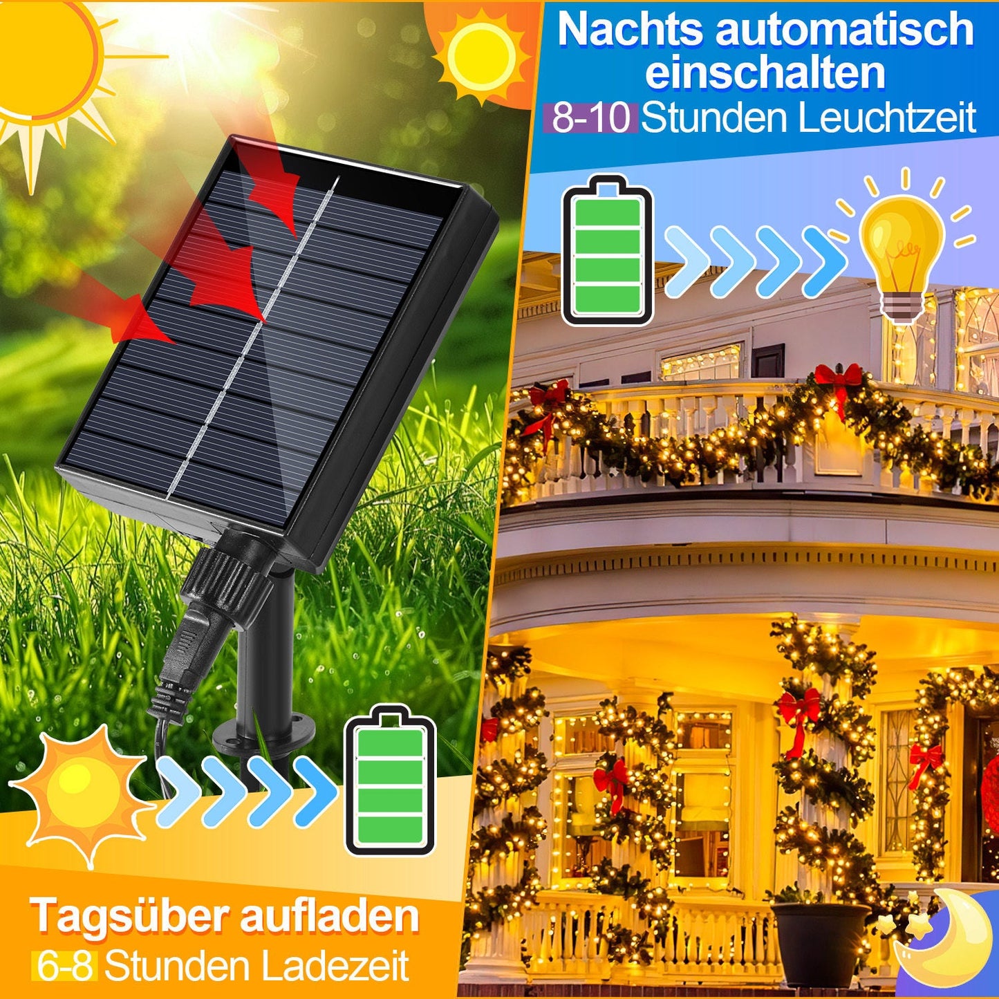 Solar Lichterkette mit Fernbedienung 30m-100m