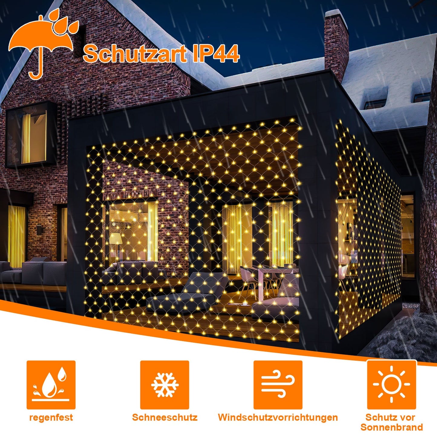 LED Lichternetz Solar mit Fernbedienung